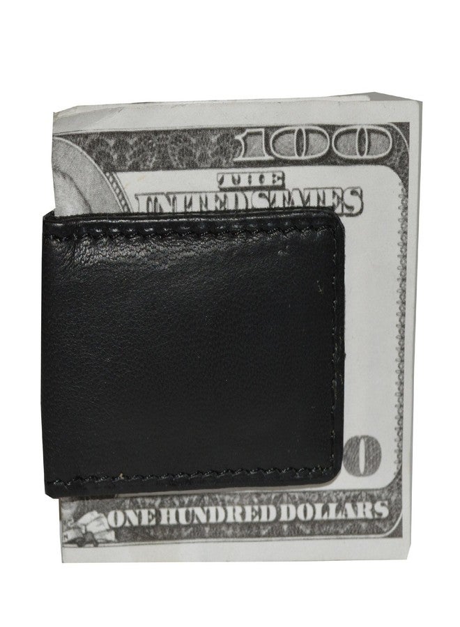 LB LEATHERBOSS Leatherboss Genuine Leather Slim Magnetic Minimalist Bifold Money Clip Cash Holder Wallet, Black - Image 1