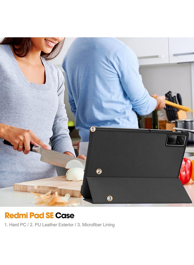 Theodor Protective Flip Case For Xiaomi Redmi Pad SE With Trifold Stand Auto Wake Sleep Shockproof Cover Life is Short  - Image 4