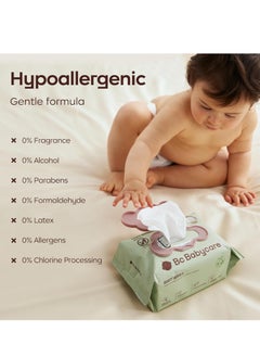 Babycare Babycare - Baby Wipes, Gentle Cleansing Wipes, Pack of 12 (80 pcs each), BPA-Free, Non-Toxic, Hypoallergenic, Soft and Thick, Moisturizing Formula, Alcohol-Free, Fragrance-Free, Safe for Newborns, Dermatologist-Tested, Easy to Pull, Resealable Pack, Ideal for Diaper Changes, Travel-Friendly  - Image 4