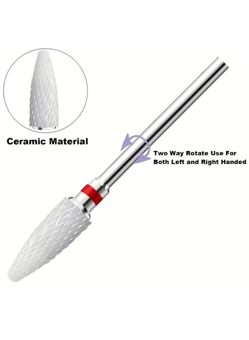Rozino 5PCS Professional Ceramic Nail Drill Bits Set - High-Quality Acrylic Nail File Bits for Shaping, Polishing, and Removing Acrylic Gel Nails with 3/32 Shank and Corn Shape for Efficient Nail Art - Unscented and Easy to Use  - Image 2