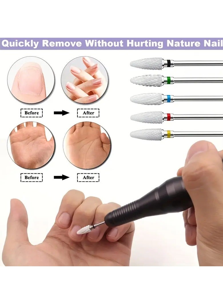 Rozino 5PCS Professional Ceramic Nail Drill Bits Set - High-Quality Acrylic Nail File Bits for Shaping, Polishing, and Removing Acrylic Gel Nails with 3/32 Shank and Corn Shape for Efficient Nail Art - Unscented and Easy to Use  - Image 3