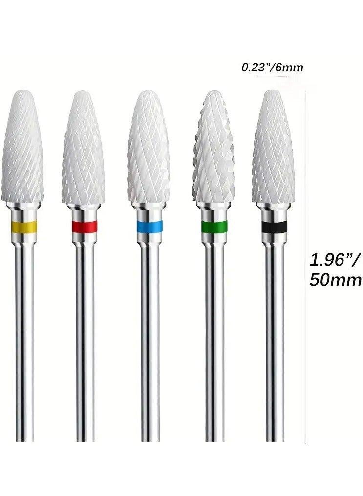 Rozino 5PCS Professional Ceramic Nail Drill Bits Set - High-Quality Acrylic Nail File Bits for Shaping, Polishing, and Removing Acrylic Gel Nails with 3/32 Shank and Corn Shape for Efficient Nail Art - Unscented and Easy to Use  - Image 4