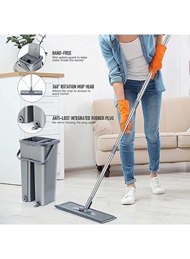 BIRDLINE Hands-Free Squeeze Microfiber Flat Spin Mop System 360° Flexible Head (38X12.5 cm) with 1 Super-absorbent Microfiber Pads, 59.8'' Extended Stainless Steel Handle - Image 5