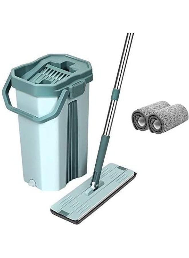 BIRDLINE Hands-Free Squeeze Microfiber Flat Spin Mop System 360° Flexible Head (38X12.5 cm) with 1 Super-absorbent Microfiber Pads, 59.8'' Extended Stainless Steel Handle - Image 2