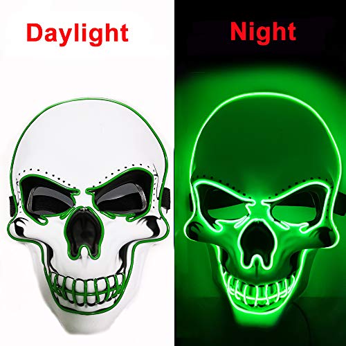 OceanWings Halloween Mask LED Light up Costumes Scary Mask for Party Supplies Favor(Green) - Image 2