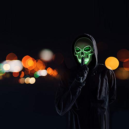 OceanWings Halloween Mask LED Light up Costumes Scary Mask for Party Supplies Favor(Green) - Image 4