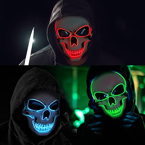 OceanWings Halloween Mask LED Light up Costumes Scary Mask for Party Supplies Favor(Green) - Image 5