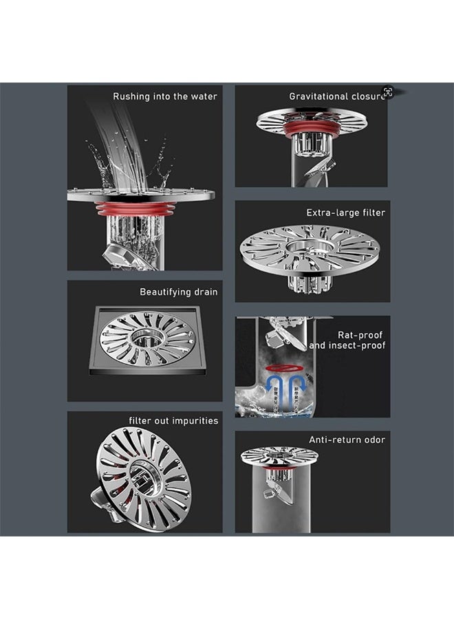 2 Pcs Deodorant Floor Drain Backflow Preventer, Stainless Steel Anti-Backflow Anti-Clogging Water Drainer Compatible with 3.5-4.05 Inch Pipes for Bathroom Kitchen Laundry Sink Stopper Replacement - Image 5