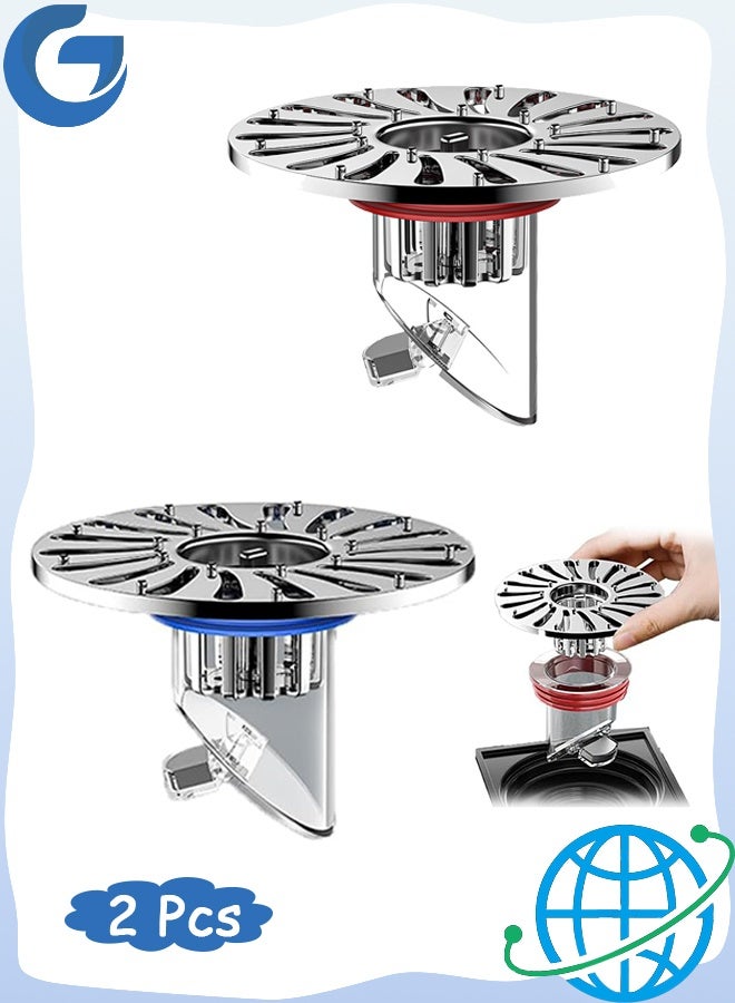 2 Pcs Deodorant Floor Drain Backflow Preventer, Stainless Steel Anti-Backflow Anti-Clogging Water Drainer Compatible with 3.5-4.05 Inch Pipes for Bathroom Kitchen Laundry Sink Stopper Replacement - Image 1