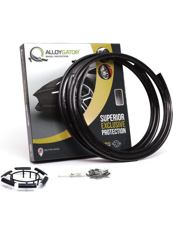 ALLOYGATOR Alloy Wheel Protectors | Rim Protectors | Wheel Protection | Alloy Wheel Protection | Fits 12-24 Inch Wheel Diameter | 15 Colors | Pack of 4 (Black, Up to 24 Inch Wheels)  - Image 1