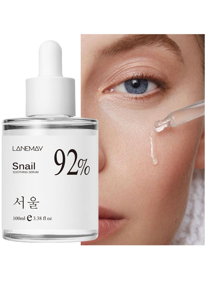 92% Snail Essence, Anti-Aging Powerful Essence, Moisturizing and Firming Facial Essence, Filtrate Ingredients Reduce Wrinkles, Diminish Age Spots and Acne Scars, Suitable for Dull and Dry Skin - 100ml  - Image 1