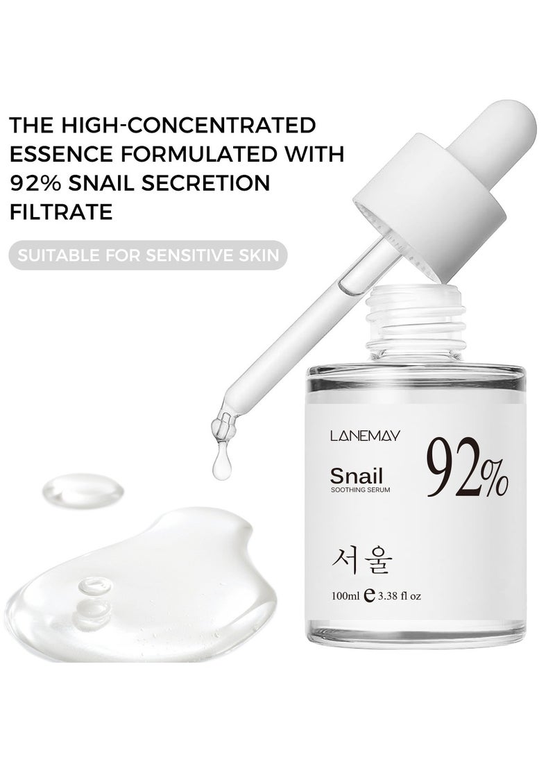 92% Snail Essence, Anti-Aging Powerful Essence, Moisturizing and Firming Facial Essence, Filtrate Ingredients Reduce Wrinkles, Diminish Age Spots and Acne Scars, Suitable for Dull and Dry Skin - 100ml  - Image 5