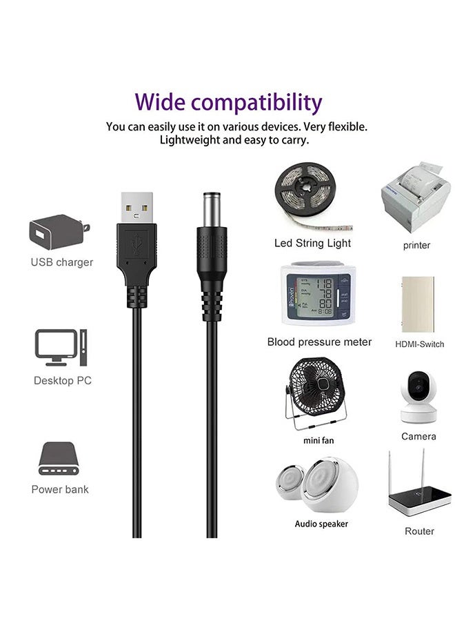 Peachjoy USB to DC 5V Power Cord, Universal DC 5.5x2.1mm Plug Jack Charging Cable with 10 Connector Tips(5.5x2.5, 4.8x1.7, 4.0x1.7, 4.0x1.35, 3.5x1.35, 3.0x1.1, 2.5x0.7, Micro USB, Type-C, Mini USB)5FT - Image 4