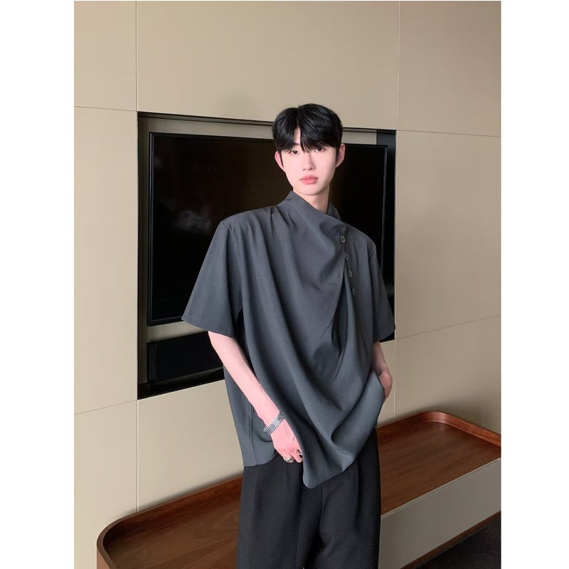 2025 Versatile Harajuku Trendy Japanese Literary Fashion New Chinese Style Stand Collar Trendy Casual Shirt - Image 5