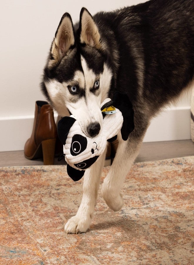 TrustyPup Strong 'N Silent Big Head Panda Silent Squeak Plush Dog Toy, Chew Guard Technology - Black/White, Medium - Image 2
