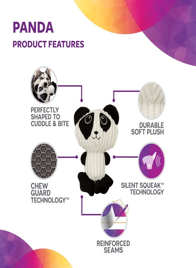 TrustyPup Strong 'N Silent Big Head Panda Silent Squeak Plush Dog Toy, Chew Guard Technology - Black/White, Medium - Image 4
