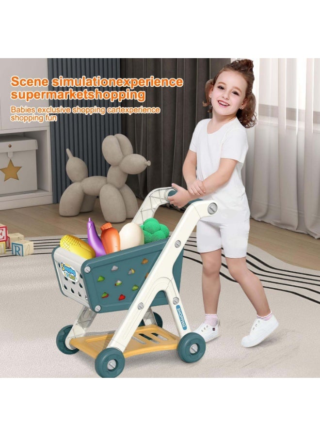 Masroo Shopping Cart Trolley Play Set and Pretend Play Calculator Cash Register Toy with Pretend Food and Accessories,Perfect for Ages 3+ Pretend Play and Role-Playing Games - Image 3