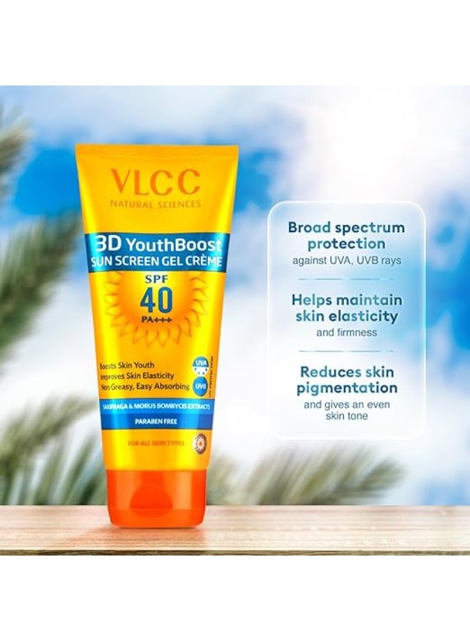 فى ال سي سي كريم جل واقي من الشمس VLCC 3D Youth Boost SPF 40 +++ - 50 غ × 2 (عبوة من قطعتين) | واقي شمس غير دهني، لا يترك أي أثر أبيض | يساعد على ترطيب البشرة والتحكم في التصبغات | مستخلص نبات السكسيفراجا والتوت. - Image 3