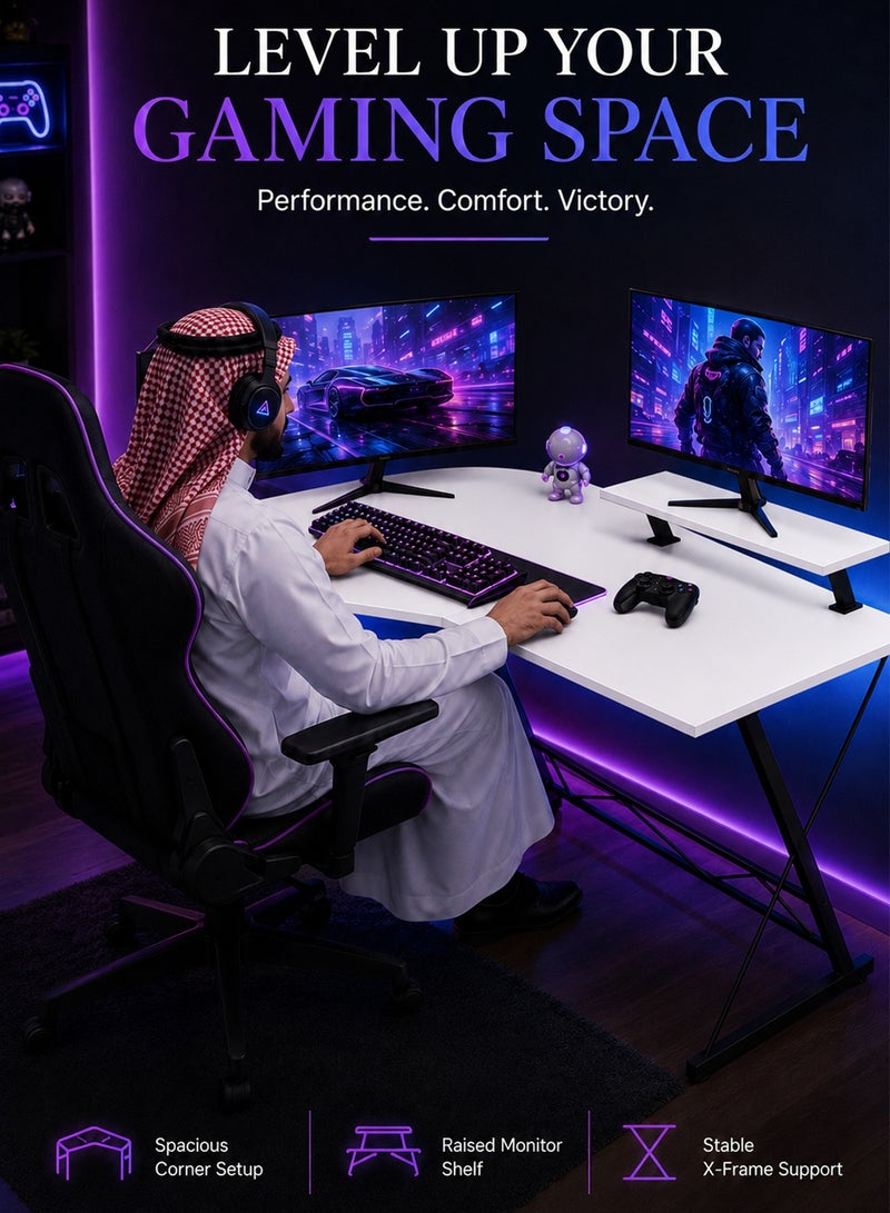 قف مكتب ركن الكمبيوتر المكتبي على شكل حرف L ، مكتب المكتب المنزلي على شكل L ، مكتب كبير للكتابة طاولة كتابة طاولة كتابة ، طاولة عمل حديثة بسيطة - Image 2
