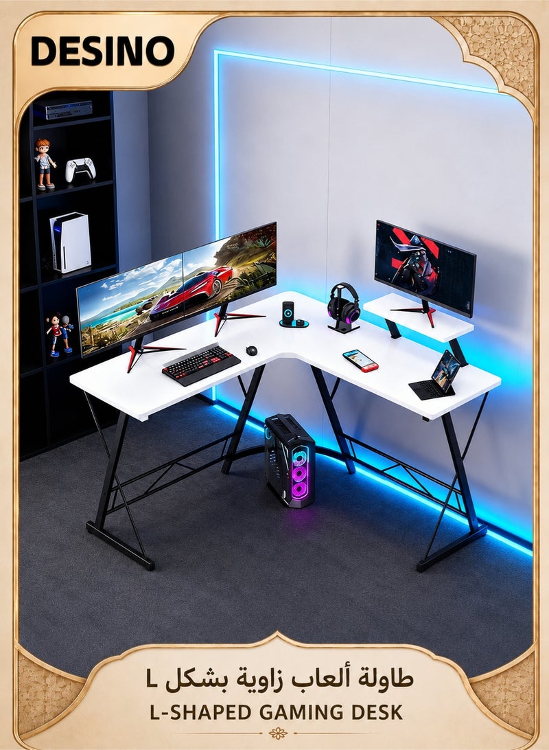 DESINO L-Shaped Desk Computer Corner Desk, L Shaped Home Office Desk, Large Gaming Desk Sturdy Writing Table Writing Workstation, Simple Modern Gaming Table - Image 1