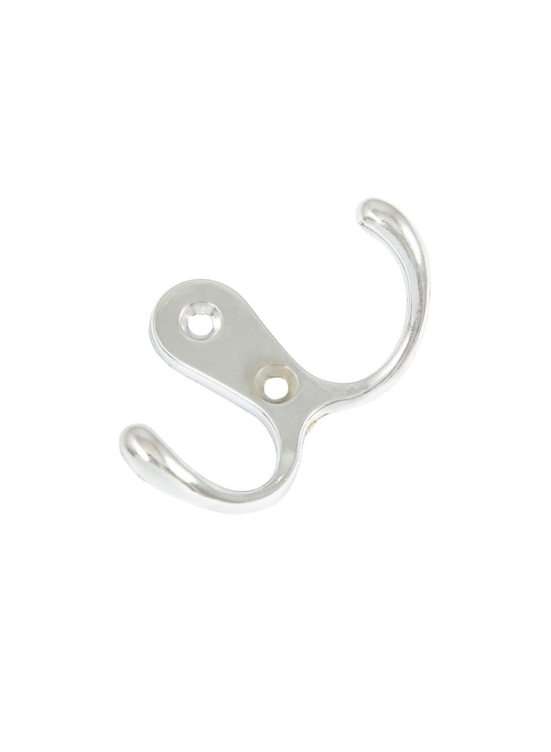 Metal Double Coat Wall Hook, Silver  - Image 2