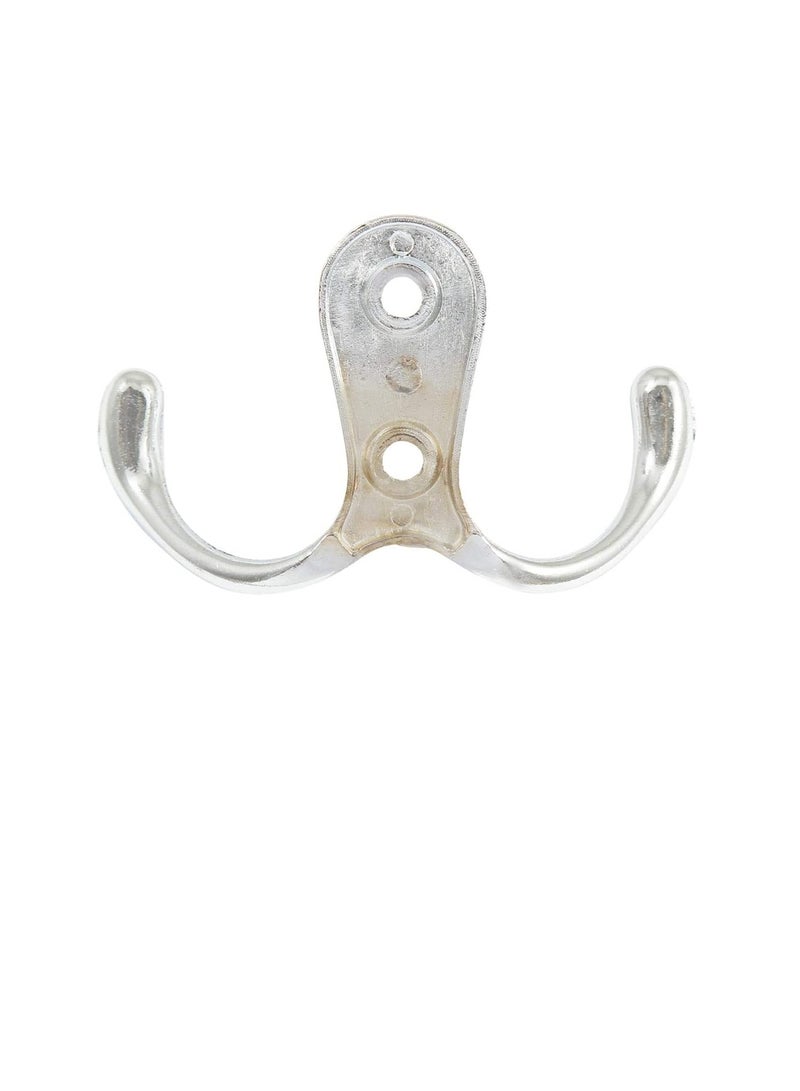 Metal Double Coat Wall Hook, Silver  - Image 3