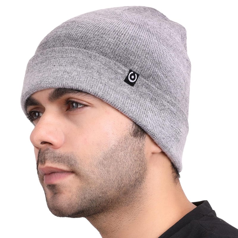 CORETEQ Woolen Beanie Winter Cap for Men & Women Cuff Melange Cap - Soft, Cozy & Warm - Stylish Woollen Winter Wear Cap - Acrylic, FS - Image 1