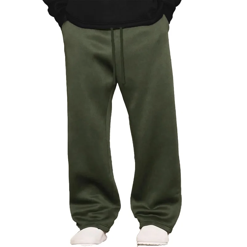 نوبيرو Men's Olive Green Straight Sweatpants