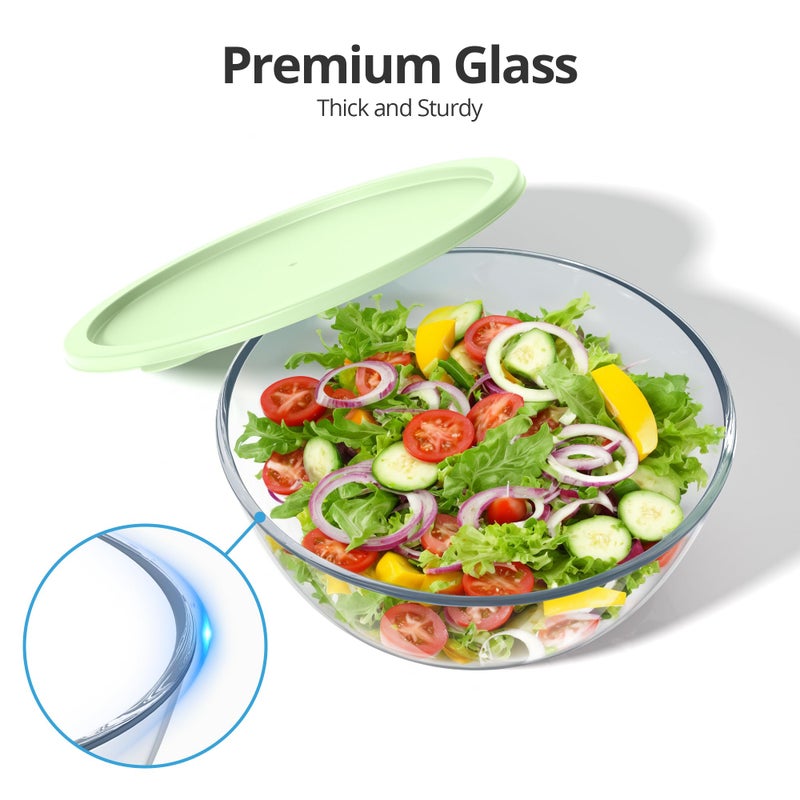 Quald Extra Large Glass Mixing Bowls Clear Glass Salad Cooking Bowls for Kitchen Salad Bread Storage (4.7Qt) - Image 3