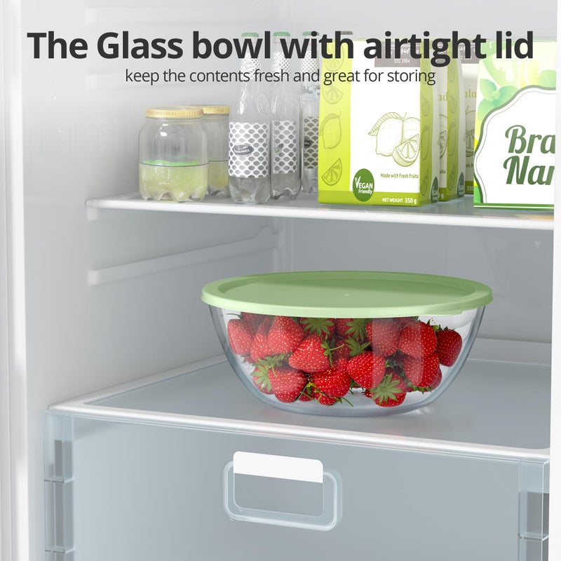 Quald Extra Large Glass Mixing Bowls Clear Glass Salad Cooking Bowls for Kitchen Salad Bread Storage (4.7Qt) - Image 5