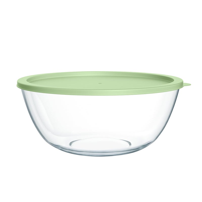 Quald Extra Large Glass Mixing Bowls Clear Glass Salad Cooking Bowls for Kitchen Salad Bread Storage (4.7Qt) - Image 1