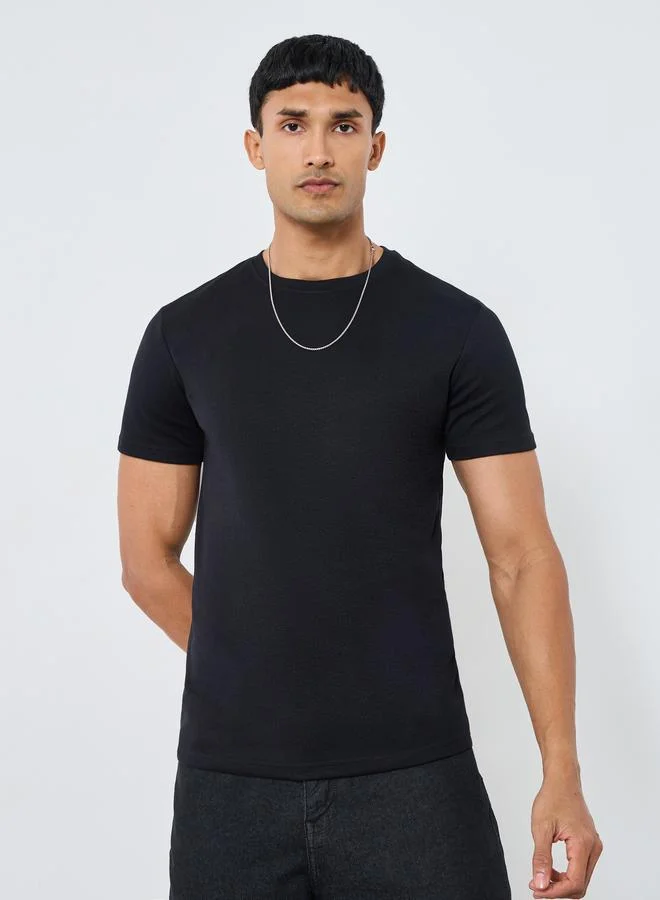 Styli Men Black Graphic Print Regular Fit T-Shirt