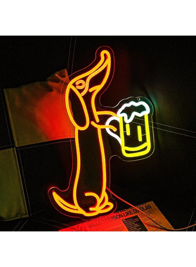 LULANMP Dachshund Neon Sign for Wall Decor Dachshund Drink Beer Light up Sign for Pet Store Cute Dog Neon Lights Beer LED Neon Light for Pet Shop Bar Pub Party Decor Gift for Dog Lover(16.5''*11.5'') - Image 4