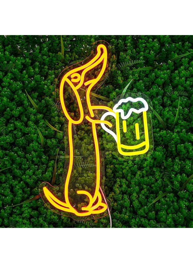 LULANMP Dachshund Neon Sign for Wall Decor Dachshund Drink Beer Light up Sign for Pet Store Cute Dog Neon Lights Beer LED Neon Light for Pet Shop Bar Pub Party Decor Gift for Dog Lover(16.5''*11.5'') - Image 2