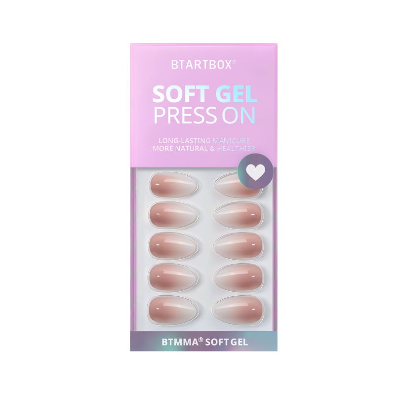 BTArtbox Almond Press On Nails Medium - BTArtbox Soft Gel Ombre Fake Nails with Nail Glue, Semi-Transparent Reusable Glue On Nails in 16 Sizes - 32PCS Stick On Nails Kit, Vanilla Cream Almond - Image 3