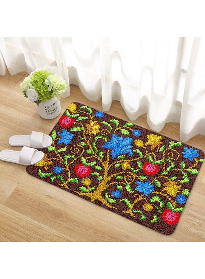 Embroidered rectangular mat, knitted door mat, carpet embroidery, entry door mat, hand embroidery DIY