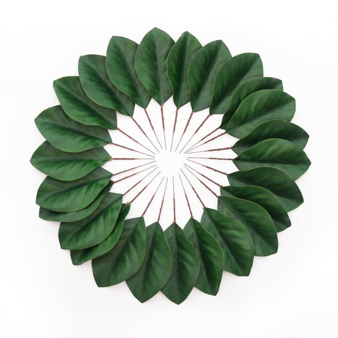 ARTIFICIAL GREEN MAGNOLIA LEAVES PACK OF 40 FOR WEDDING DECOR HOME DECOR INDOOR DECOR BOOK DECORATIVE BOOKMARK FAKE LEAVES DECOR MAGNOLIA WREATH ARTIFICIAL PLANTS