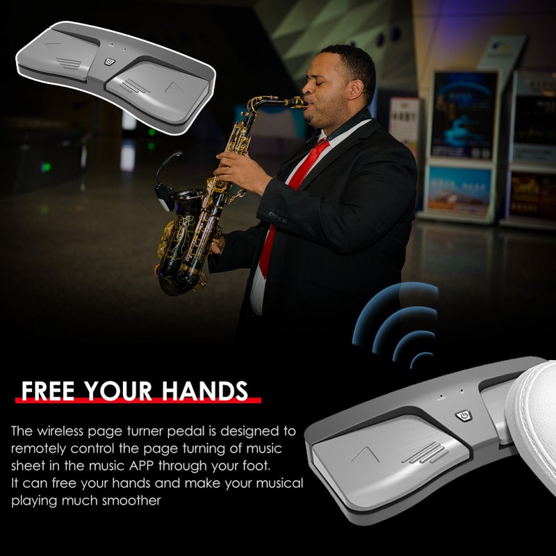 Wireless Page Turner Pedal: Black ABS & PC Portable Stable Anti-Slip Pad Foot-Operated - Hands-Free Easy Quiet Operation BT Page Turner for iOS Android Smart Phones Tablets Musical Players - Image 3