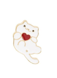 Fashionable metal pin brooch the design of cartoon cat with heart