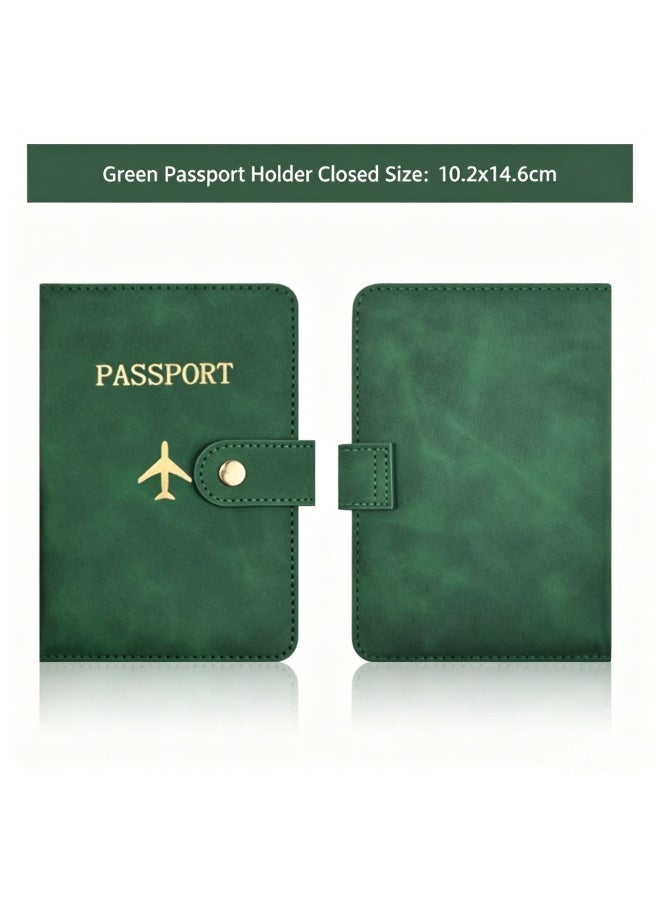 PU leather snap-button passport holder with multiple card slots for document storage and passport cover - Image 1