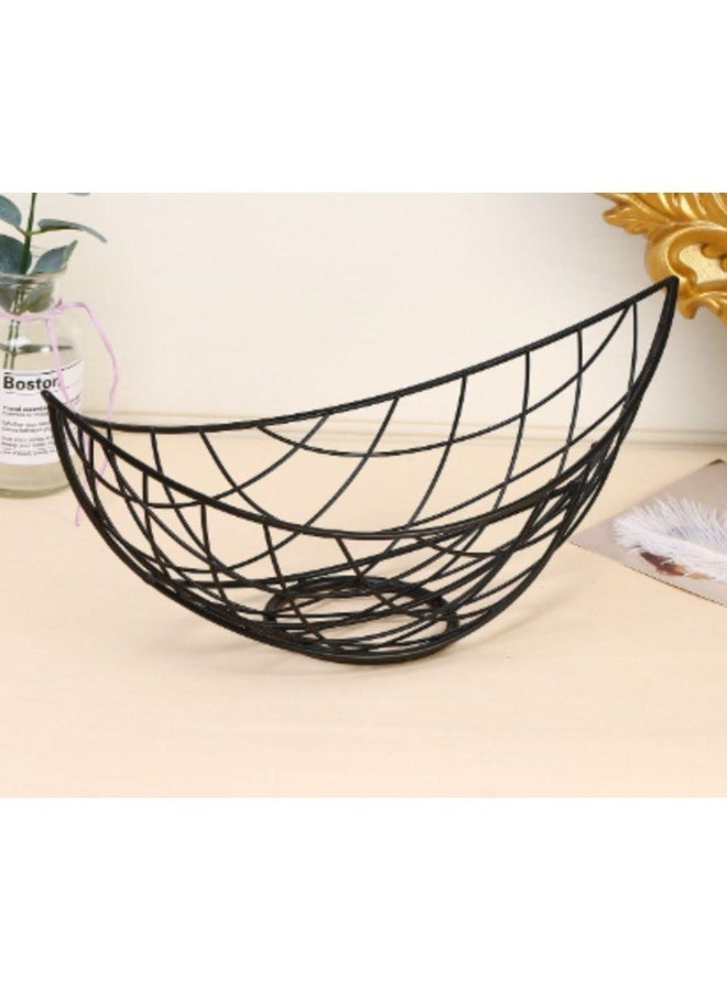 سلة فواكه معدنية للمطبخ – وعاء فواكه سلكي أسود لتخزين الفواكه والخضروات والخبز والوجبات الخفيفة، منظم أنيق للطاولة والكونتر - Image 5