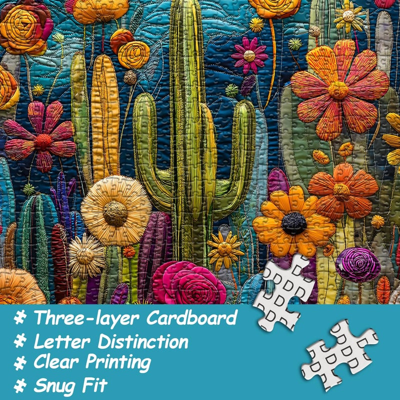PICKFORU Cactus Puzzles for Adults 1000 Pieces,Unique Succulent Plant Puzzle Art,Cactus Flower Garden Puzzle,Colorful Impossible Challenge Jigsaw Puzzles for Adults - Image 3