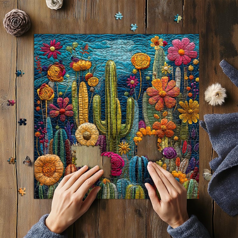PICKFORU Cactus Puzzles for Adults 1000 Pieces,Unique Succulent Plant Puzzle Art,Cactus Flower Garden Puzzle,Colorful Impossible Challenge Jigsaw Puzzles for Adults - Image 5