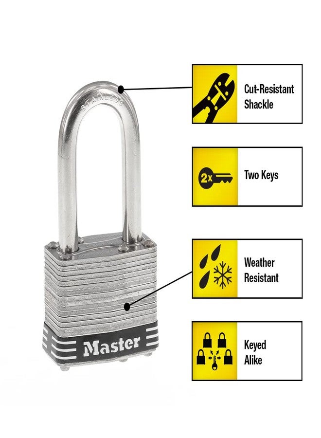 Master Lock 1SSQLF Stainless Steel Outdoor Padlock with Key, 4 Pack Keyed-Alike - Image 2