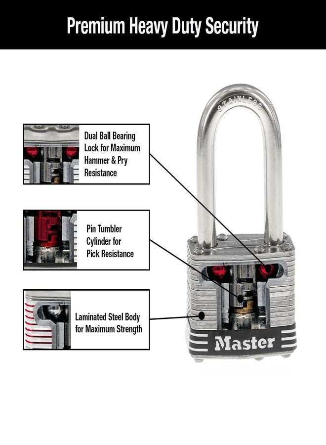 Master Lock 1SSQLF Stainless Steel Outdoor Padlock with Key, 4 Pack Keyed-Alike - Image 5