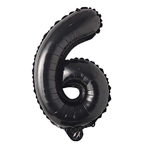 flavouredlove 16 inch Six Foil Number Air or Helium Balloon Party Decoration Black Pack of 1 | 6 Year No. Balloons Birthday/Anniversary (Black Number 6) - Image 3
