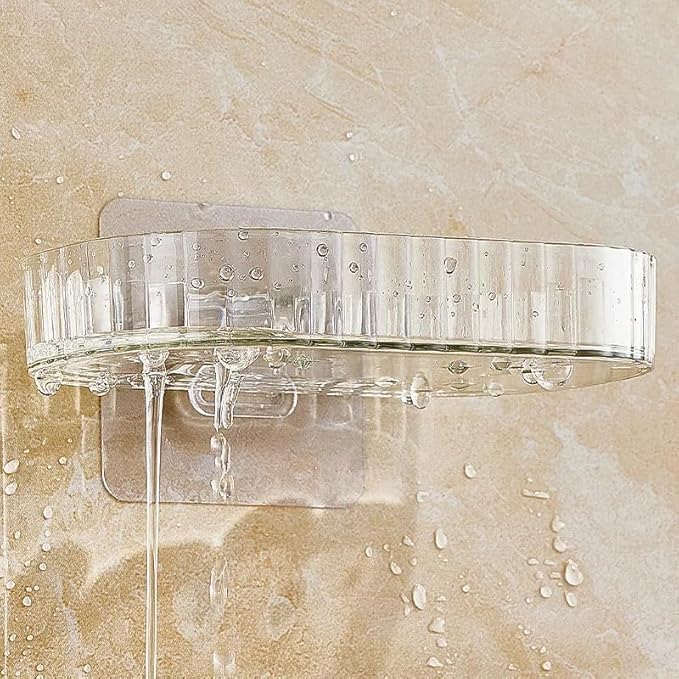 BRANCO مجموعة أطباق صابون بلاستيكية شفافة، طبق صابون للحمام، حامل صابون مجموعة علب، عبوة من 2، أبيض (متوسط) - Image 4