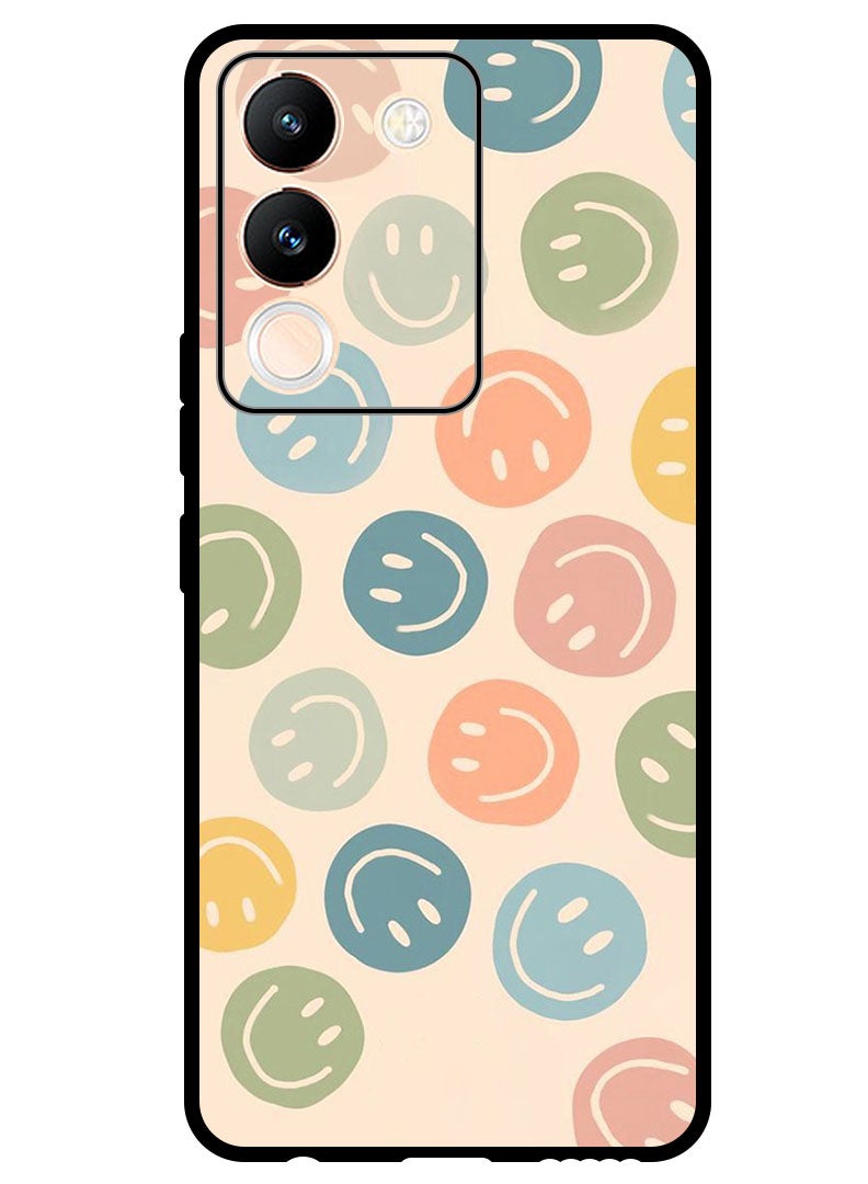 Theodor Protective Case Anti Scratch Shock Proof Bumper Cover For Vivo V29e Colourful Smileys - Image 1