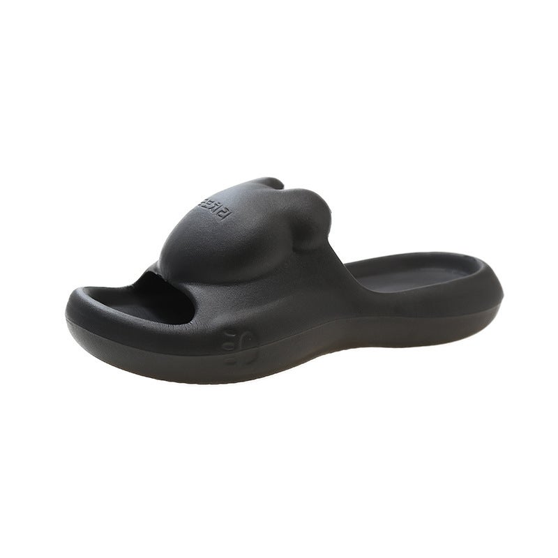 New EVA Macaron Couple Home Slippers Thick Sole Cute Parent-Child Slippers Comfortable Summer Slippers Black
