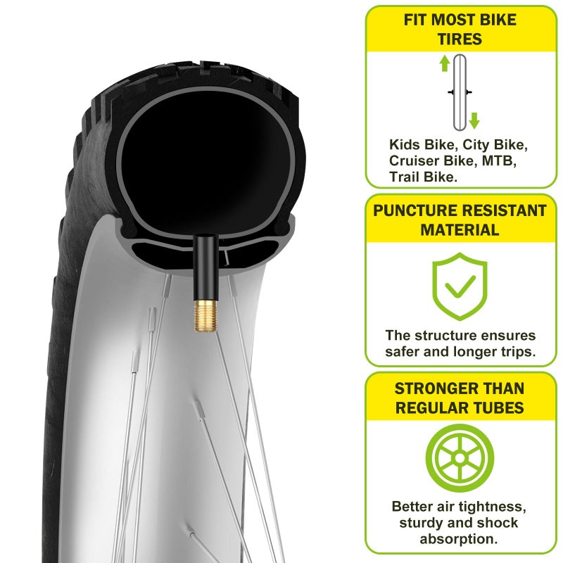 Hydencamm 2 Pack 27.5 Inch x 1.75/1.95/2.10/2.125 Bike Tubes with 32mm Schrader Valve, 27.5 Bike Tube with 2PCS Levers, Bike Tube 27.5 x 2.10 Compatible with MTB and Cruisers, City Bikes, Road Bikes - Image 4